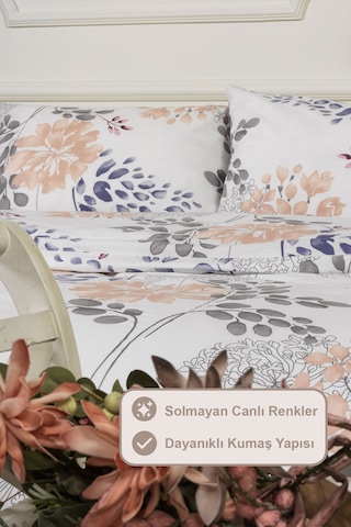 Elart Fiona Nevresim Takımı Tek Kişilik %100 Pamuk Ranforce Lastikli Çarşaf 160x220 Cm Gri Gri