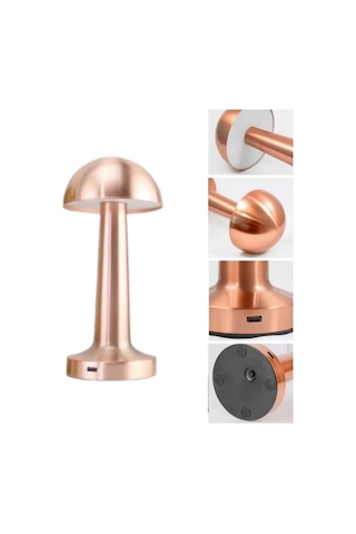 Modern Bronz Mantar Masa Lambası Led Dokunmatik Dekoratif Aydınlatma Beyaz