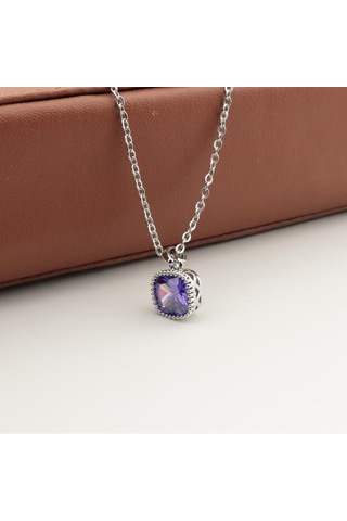 Pigado Paslanmaz Çelik Kristal Taşlı Çelik Kolye