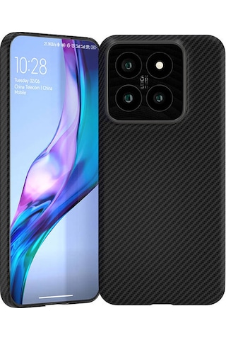 Xiaomi Mi 14 Kılıf M-safe Şarj Özellikli 600d Zore Krek Karbon Kapak Siyah