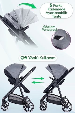 Prego Stein Çift Yönlü Portbebeli Travel Sistem Bebek Arabası Uv Tenteli