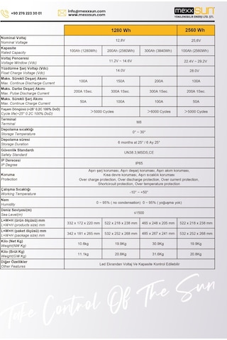 Mexxsun - İnges 12 Volt 300 Amper Lityum Akü - 3.84 Kwh Lifepo4 Batarya - 12.8 Volt