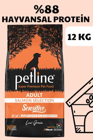 Petline Sensitive Skin & Coat Deri ve Tüy Sağlığı İçin Somonlu Yetişkin Kuru Köpek Maması 12 KG