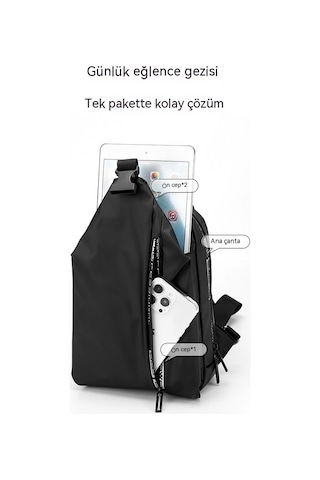 Erkekler İçin Şık Ve Pratik Su Geçirmez Çapraz Omuz Çantası - Çok Fonksiyonlu Küçük Göğüs Çantası, Günlük Kullanım İçin Rahat Ve Dayanıklı Sırt Çantası Siyah
