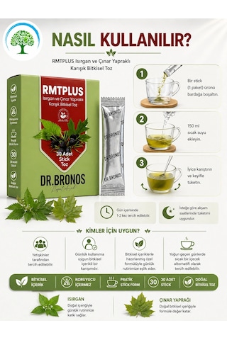 Çareburada Dr. Bronos Rmt Plus Isırgan Ve Çınar Yapraklı Karışık Bitkisel Toz 30 Stick