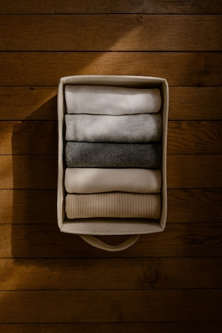 Krem Dolap İçi, Çamaşır, Oyuncak Düzenleyici, Saklama Kutusu, Keçe Sepet Organizer 38x25x13 Cm Krem