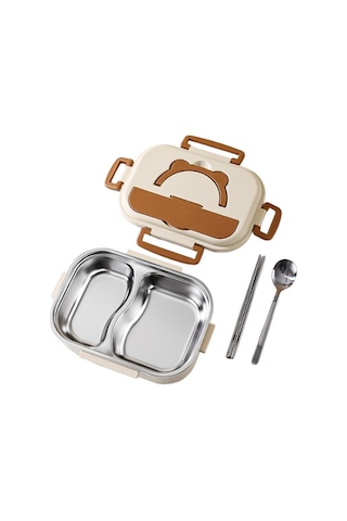 Padalink 316 Tıbbi Kalite Paslanmaz Çelik Isı Saklama Bento Kutusu, 2 Bölmeli, Öğrencilere Ve Ofis Çalışanlarına Uygun, Kaşık Ve Çatal İçeren 500ml Kapasite Yemek Kutusu Sarı