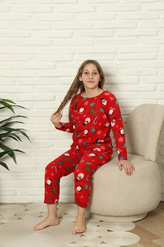 Sleeproom Çocuk Kışlık Kaliteli Polar Pijama Takımı Kırmızı