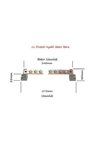 Meepo 20x4mm, 11 Civatalı Ayaklı Bakır Bara 250a