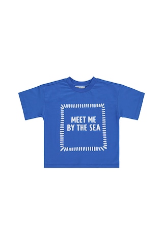 Civil Boys Meet My By The Sea Baskılı 2'li 3-9 Yaş Takım - Mavi Saks Mavisi