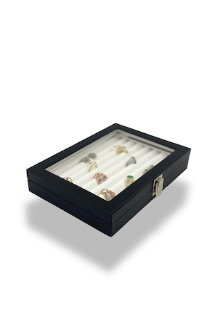 Richbox Sosis Model Yüzük Takı Kutusu 18x25cm Siyah İçi Beyaz