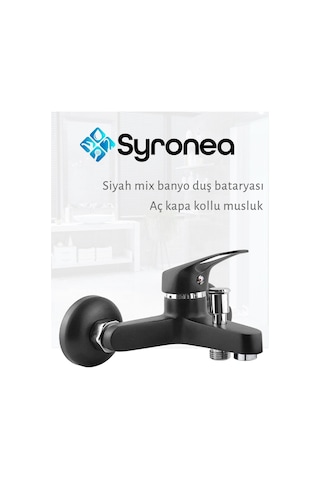 Siyah Mix Banyo Bataryası Duş Aç Kapa Musluk Sıcak Soğuk Su Girişli 3 Yıl Garanti Siyah