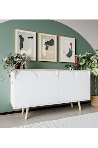 Venezia Ahşap Ayaklı Bohem Konsol Safir Meşe-beyaz 150 Cm