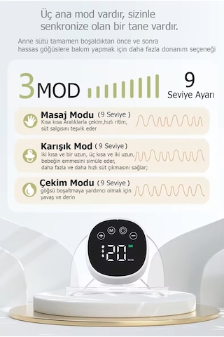 Babyhope MY-376 Göğüs Pompası Şarjlı Giyilebilir Elektrikli Sessiz ve Elleri Serbest Kullanım
