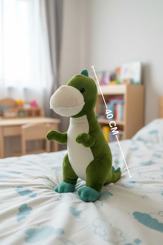 Yeşil Sevimli Dinozor Peluş Oyuncak 40 Cm Uyku Arkadaşı Hediyelik Çok Renkli