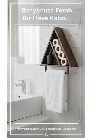 Banyo Duvar Rafı Ve Havluluk Üçgen Ahşap Koyu Kahverengi