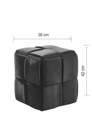 Most Spiral Kare Puf 26 Koyu Antrasit Kadife Kumaş Evinize Tesli