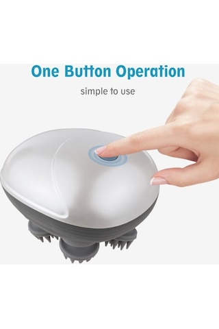 Urbannest Kablosuz Baş Masaj Aleti, 6 Düğüm, Yoğurma Masaj, Derin Temizleme, Saç Büyümesi, El Tipi Baş Rahatlatıcı Beyaz - Gri