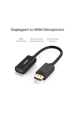 Ugreen 40362 Displayport To Hdmı 1080P Dönüştürücü Adaptör Siyah