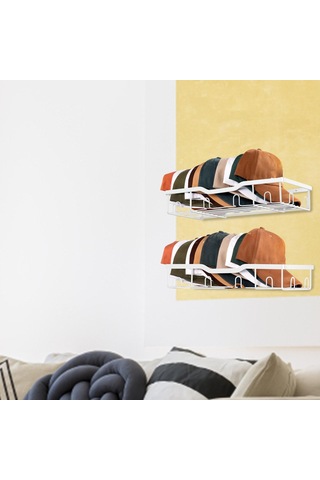 Homyl 2x Duvara Monte Şapka Askıları Metal Beyzbol Şapkaları Beyaz