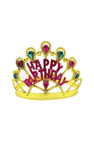 Altın Renk Happy Birthday Yazılı Doğum Günü Tacı 60 Cm - Zmff-52307 18