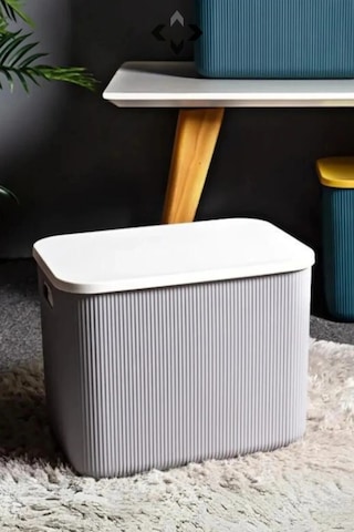 Bayev 4 Adet 21 Lt Çok Amaçlı Gri Saklama Kutusu - Düzenleyici - Kapaklı Çamaşır Sepeti Çok Renkli