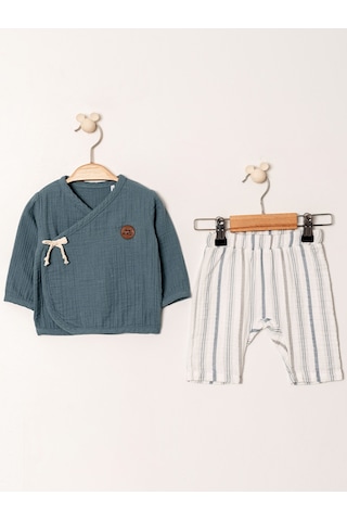 Müslin Kruvaze Takım Şık Ve Rahat Tasarım 1-12 Ay Kd53219 Petrol