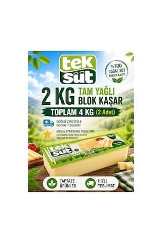 Tam Yağlı Blok Kaşar 2kg X 2 Adet