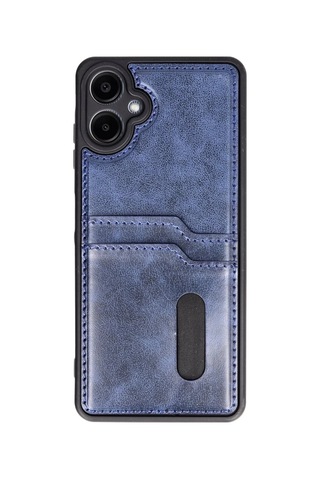 Samsung Uyumlu Galaxy A06 Kılıf Sara Kartvizitli Deri Kılıf - Lacivert -