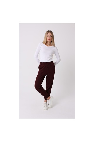 Defys Defy's Kadın İçi Polarlı 3 İplik Regular Fit Beli Ve Paçası Lastikli Bordo Jogger Eşofman Altı Bordo - 747316938 Bordo