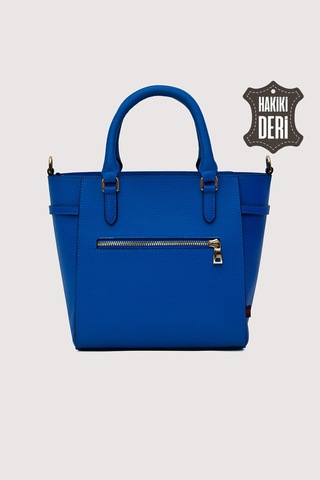 Hakiki Deri Kadın El Çantası Mavi Smr7922 Mavi
