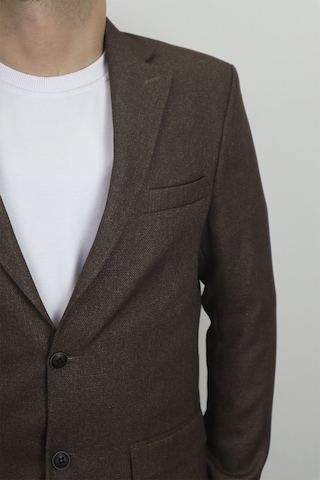 Moda Dmctekstil Erkek Düz Spor Kesim Normal Kalıp Çift Düğme Çift Yırtmaçlı Blazer Ceket Kahverengi