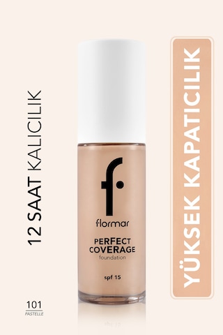 Flormar Perfect Coverage Yoğun Kapatıcı Su Bazlı Fondöten (Sıcak Alt Ton) -101 Pastelle -8682536058148