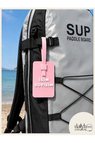 Dailyboo Creates Kişiye Özel İsimlik Bagaj Etiketi-paddle Board Sup Çanta & Valiz İsim Etiketi-kilitli Sistem Özel Tasarım Bagaj Tag Pembe