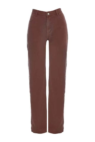 American Rag Cie Şık Ve Rahat Oversize Boyfriend Denim Pantolon - Mid Bel Geniş Paça Kahverengi