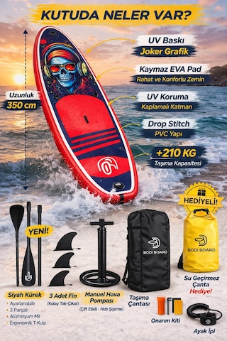 Paddle Board Sup Bodi Power Head Şişme Stand 350x84x15cm Full Set