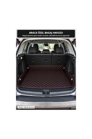 Renault Kangoo 2013-2023 Uyumlu 8d Çift Katmanlı Paspas + Bagaj Havuzu Seti Siyah Kırmızı