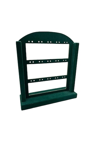 Yerli Üretim Süet Kumaş Yeşil Renk 26/22 Cm Ayaklı Küpe Standı Çok Renkli