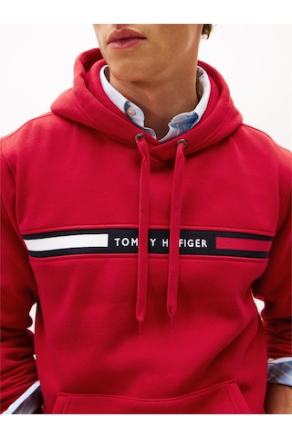 Tommy Hilfiger Hılfıger Chest Insert Hoody Erkek Kırmızı Sweatshirt - Mw0mw37361 Kırmızı