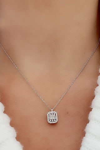 Baget Zirkon Taşlı 925 Ayar Gümüş Kolye (538531454)
