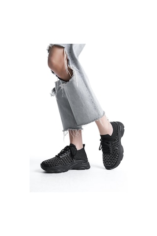 Kadın Rocco Siyah Triko Taşlı Spor Ayakkabı & Sneaker Siyah