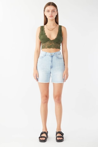 Banny Jeans Kadın Paçası Kesik Jean Şort Açık Mavi