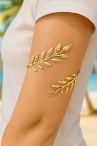 Gold İnce Yaprak Pazu Bandı Üst Kol Bilekliği Ayarlanabilir Gold