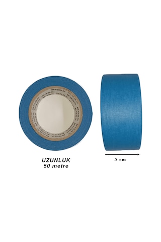 Yapışkanlı Çiçek Bandı - Maskeleme Bandı - Mavi - 5 Cmx50 Metre