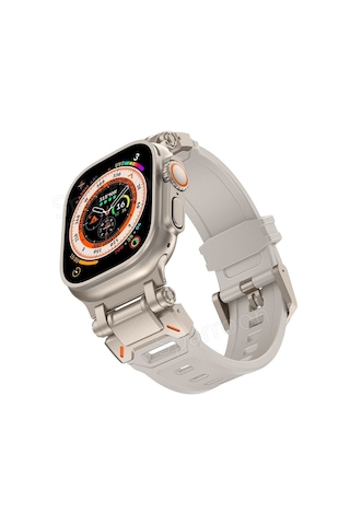 Apple Uyumlu Watch 42mm 44mm 45mm 49mm Titanyum Metal Bağlantı Kitli Silikon Kordon 101