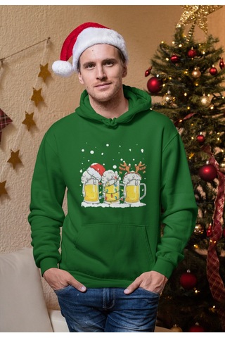 Stil X Yeni Yıl Baskılı Erkek Sweatshırt, Chrıstmas Temalı Yeşil-1