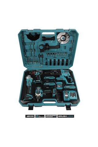 Assur 21V Kömürsüz 4'lü Set Şarj Kitli Hilti + Taşlama + Matkap ve Somun Sıkma Makinesi - 3215