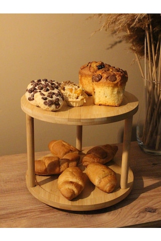 2 Katlı Bambu Döner Yuvarlak Sunumluk Diğer