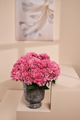 Pembe Yapay Ortanca Çiçeği 5 Dallı Premium Canlı Islak Dokulu 42 Cm