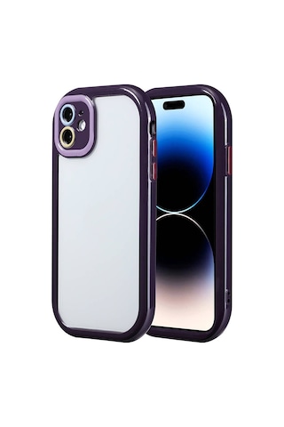 Apple Uyumlu iPhone 11 Kılıf Kamera Korumalı Renkli Kenar Ve Çerçeve Tasarımlı Uzrm Vitamin Kapak-derin Mor Derin Mor